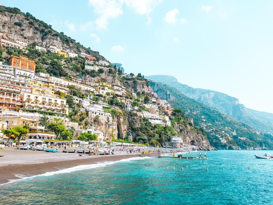 Buildings on the coast of the Amalfi Coast in Italy