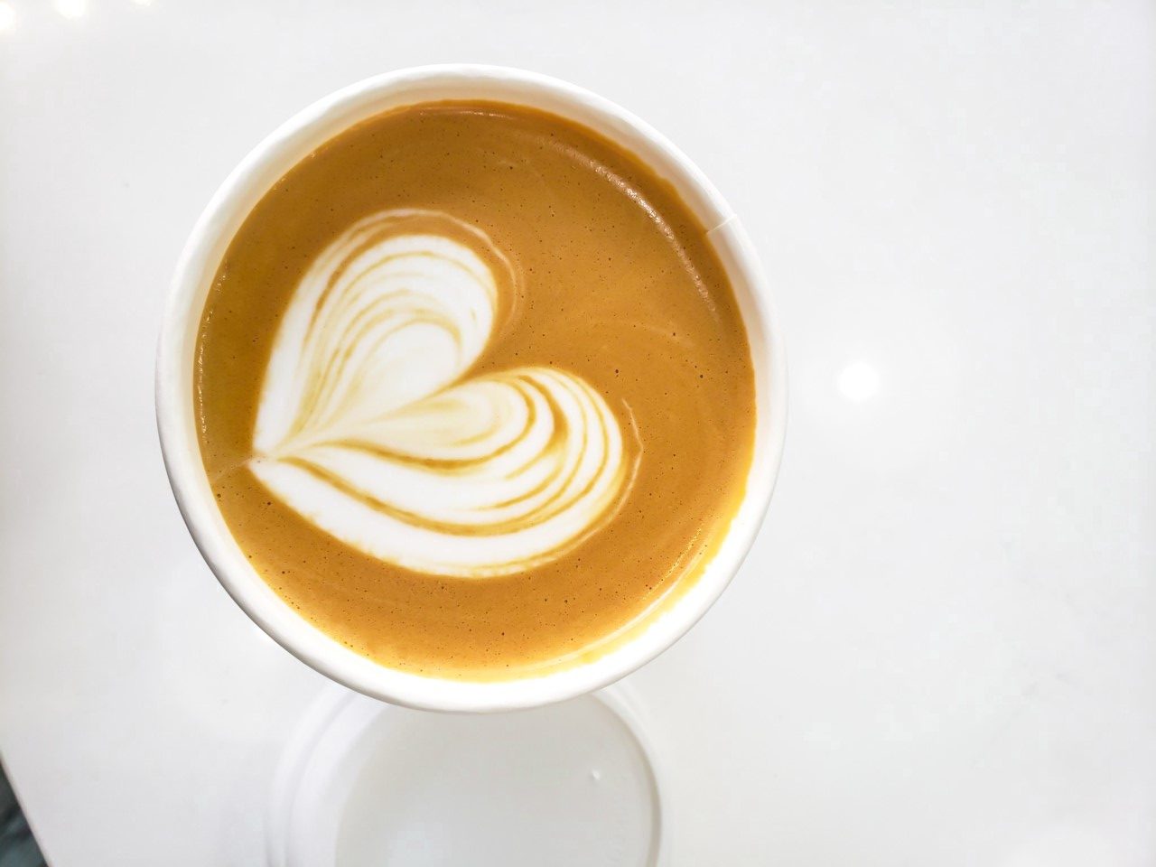 Latte with a heart design in downtown Toronto